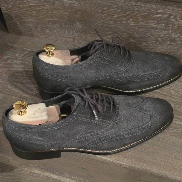Cole Haan Men's Suede Oxford Shoes - Dark Gray - Picture 3 of 6